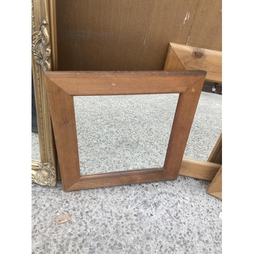 2991 - THREE PINE FRAMED WALL MIRRORS