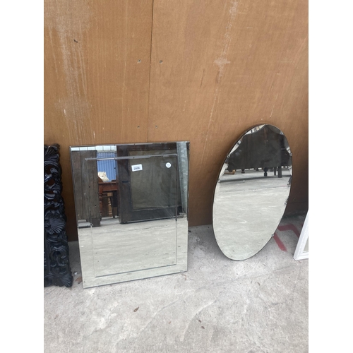 2996 - A STEPPED UNFRAMED WALL MIRROR, 24