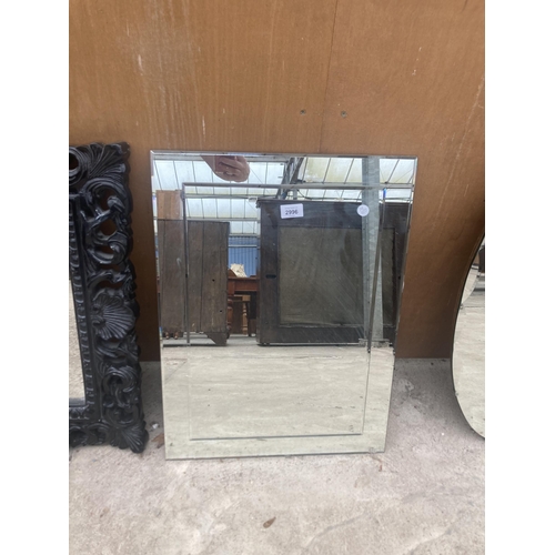 2996 - A STEPPED UNFRAMED WALL MIRROR, 24