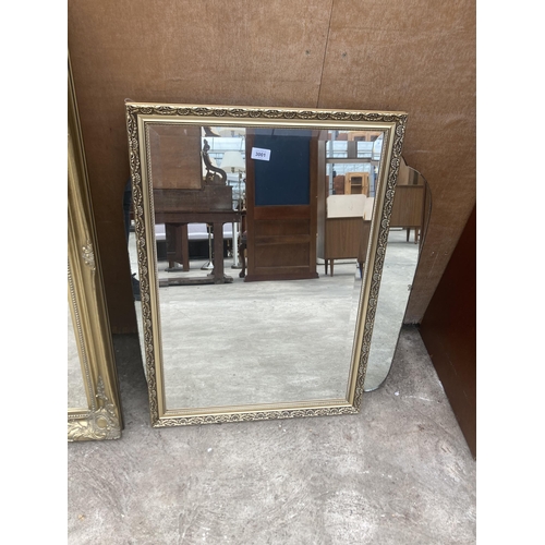 3001 - A GILT EFFECT BEVEL EDGE WALL MIRROR, 32