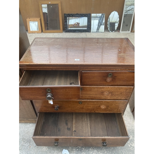 3005 - A VICTORIAN MAHOGANY CHEST OF TWO SHORT AND THREE LONG GRADUATED DRAWERS, 43