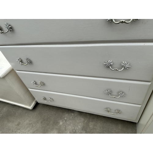 3021 - A WHITE PAINTED CHEST OF FOUR DRAWERS, 30