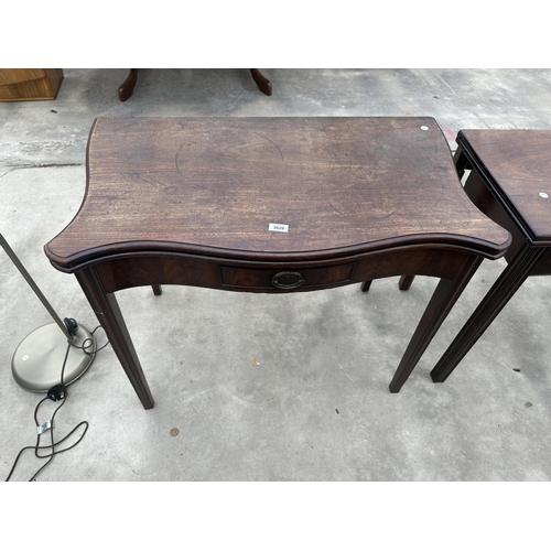 3028 - A 19TH CENTURY MAHOGANY SERPENTINE FRONTED TEA TABLE, 36