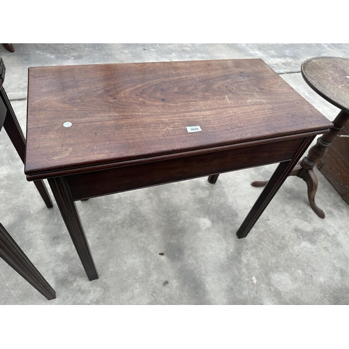 3029 - A 19TH CENTURY MAHOGANY FOLD-OVER TEA TABLE, 32