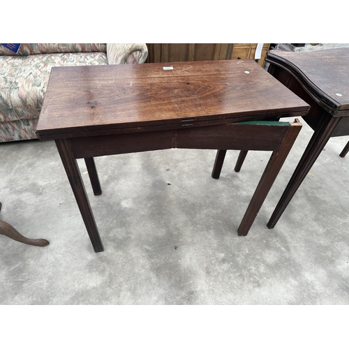 3029 - A 19TH CENTURY MAHOGANY FOLD-OVER TEA TABLE, 32