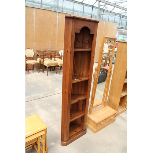 3038 - A PINE FIVE TIER OPEN CORNER CUPBOARD, 21