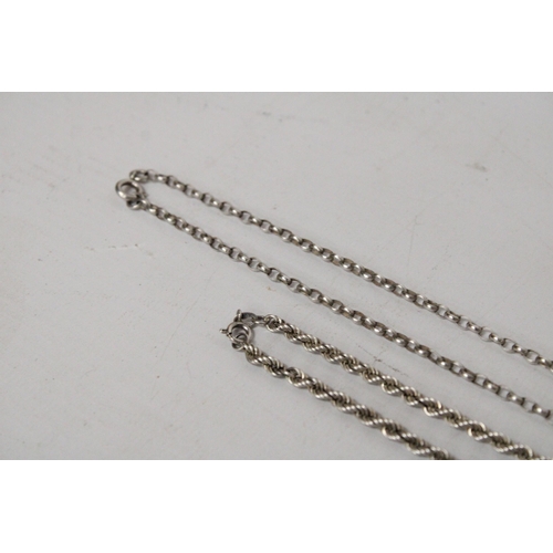 606 - TWO SILVER NECKLACES TO INCLUDE A ROPE DESIGN AND A BELCHER CHAIN