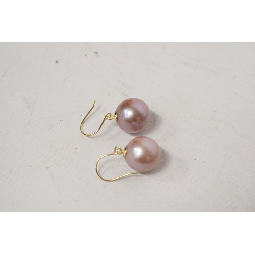 611 - A PAIR OF MARKED 18K EARRINGS WITH AKOYA PEARLS GROSS WEIGHT 3.6 GRAMS