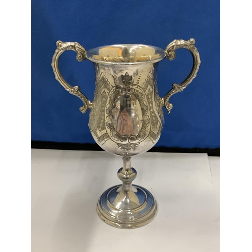 27 - A SILVER PLATED GOBLET GROSS WEIGHT 358 GRAMS