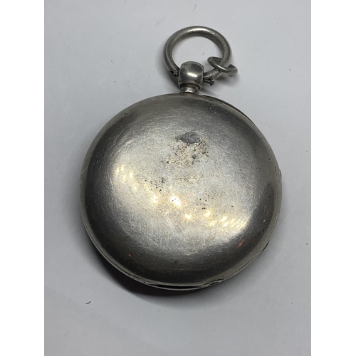 593 - A HALLMARKED LONDON SILVER POCKET WATCH JOHN FORREST LONDON WITH WHITE ENAMEL FACE AND ROMAN NUMERAL... 