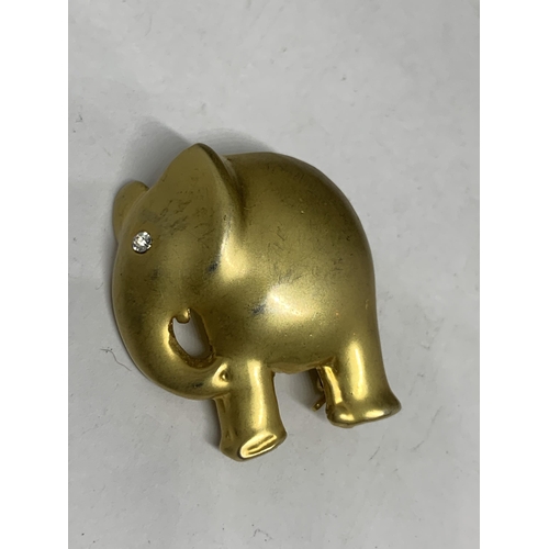 616 - TWO YELLOW METAL ELEPHANT BROOCHES