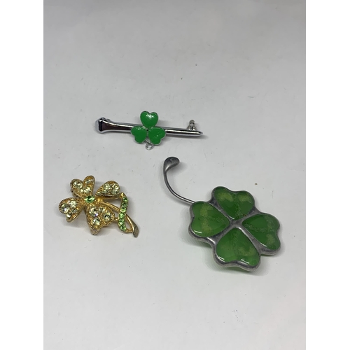 618 - THREE CLOVER LEAF BROOCHES