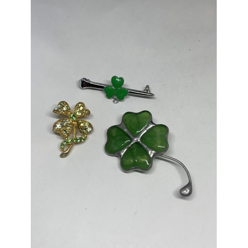 618 - THREE CLOVER LEAF BROOCHES