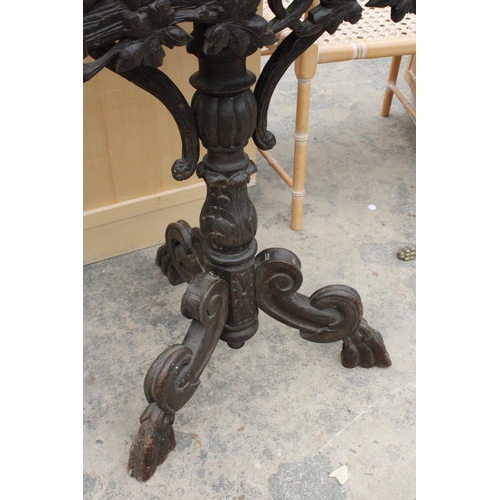 2846 - A 19TH CENTURY BLACK FOREST PLANTER WITH CARVED FRONT ON SHAPED TRIPOD COLUMN, 38