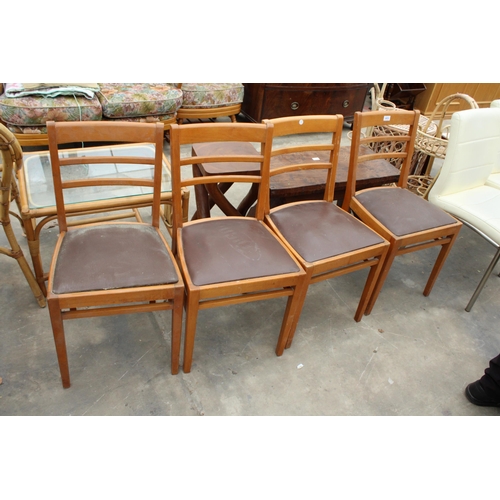 2872 - A SET OF FOUR HARDWOOD DINING CHAIRS