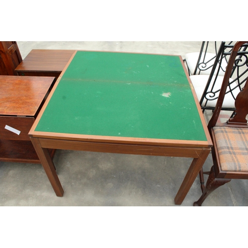 2901 - A TEAK FOLD OVER CARD TABLE