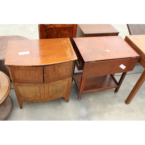 2902 - A 19TH CENTURY MAHOGANY COMMODE AND AN OAK DROP-LEAF TROLLEY