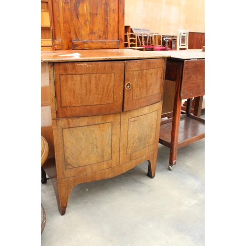 2902 - A 19TH CENTURY MAHOGANY COMMODE AND AN OAK DROP-LEAF TROLLEY