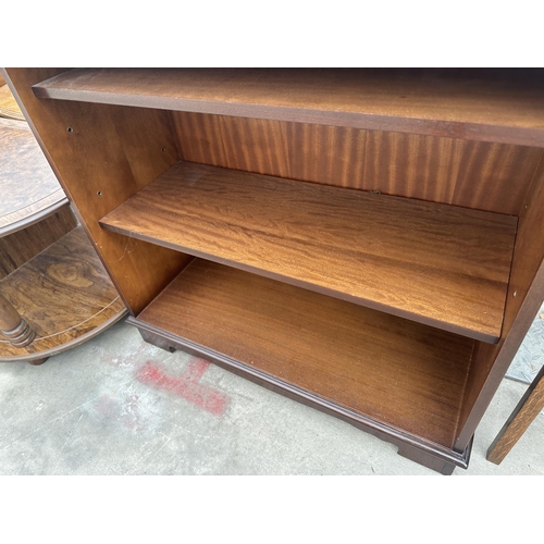 2949 - A MAHOGANY THREE TIER OPEN BOOKCASE, 30