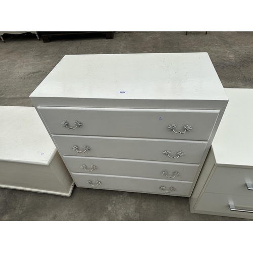 3021 - A WHITE PAINTED CHEST OF FOUR DRAWERS, 30