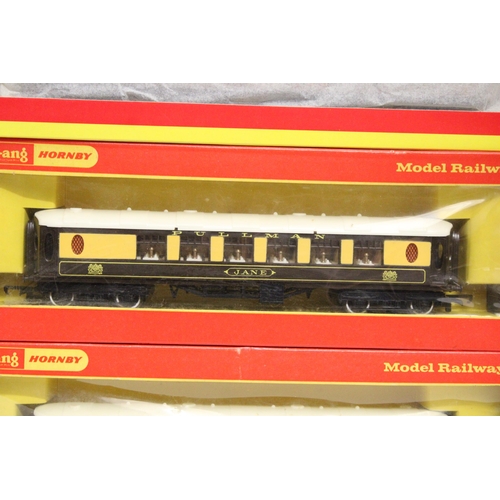 306 - THREE OO GAUGE HORNBY CARRIAGES TO INCLUDE A LNER SLEEPER COACH, PULLMAN 1ST CLASS (JANE) AND PULLMA... 