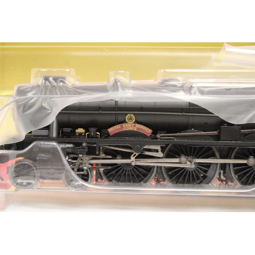 312 - A HORNBY OO GAUGE 'ROYAL ARMY SERVICE CORPS', LMS 4-6-0 ROYAL SCOT CLASS - R3557, AS NEW IN BOX