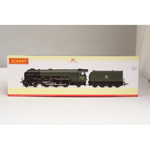 318 - A HORNBY OO GAUGE EARLY BR THOMPSON CLASS A2/3, 4-6-2 'STEADY AIM', R3834 LOCOMOTIVE, AS NEW IN BOX