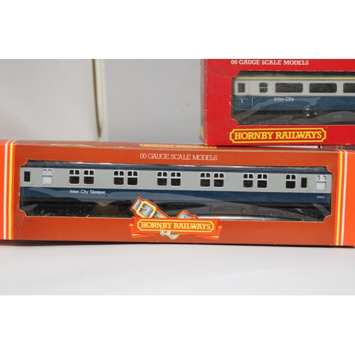 332 - THREE HORNBY OO GAUGE ITEMS TO INCLUDE, A BR CLASS 47 DIESEL 'MAMMOTH', R328, A BR INTER-CITY COACH ... 