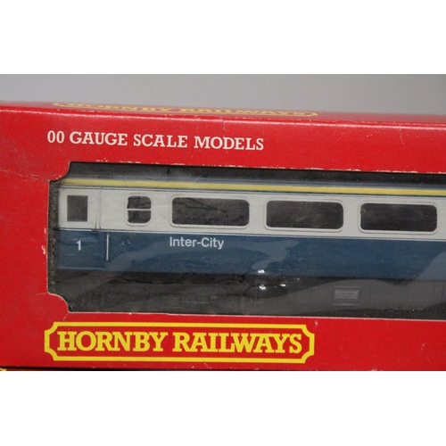 332 - THREE HORNBY OO GAUGE ITEMS TO INCLUDE, A BR CLASS 47 DIESEL 'MAMMOTH', R328, A BR INTER-CITY COACH ... 