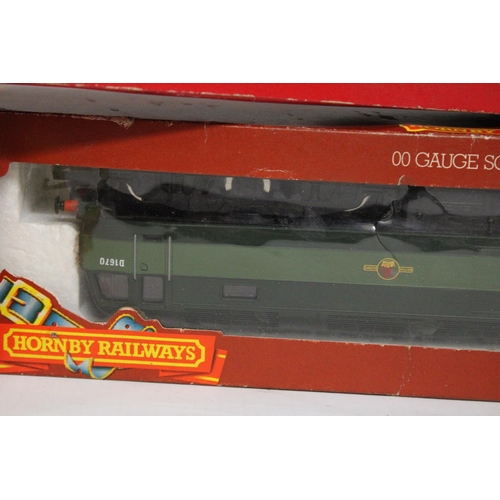 332 - THREE HORNBY OO GAUGE ITEMS TO INCLUDE, A BR CLASS 47 DIESEL 'MAMMOTH', R328, A BR INTER-CITY COACH ... 