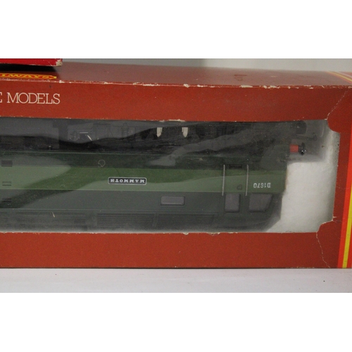 332 - THREE HORNBY OO GAUGE ITEMS TO INCLUDE, A BR CLASS 47 DIESEL 'MAMMOTH', R328, A BR INTER-CITY COACH ... 