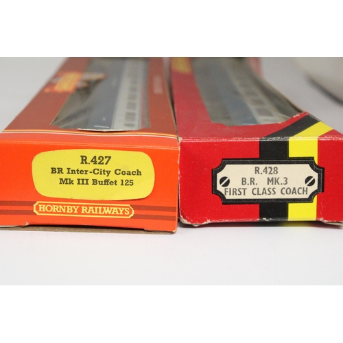 333 - TW0 HORNBY OO GAUGE CARRIAGES TO INCLUDE BR INTER-CITY COACH MK III BUFFET 125 AND A BR MK 3 FIRST C... 