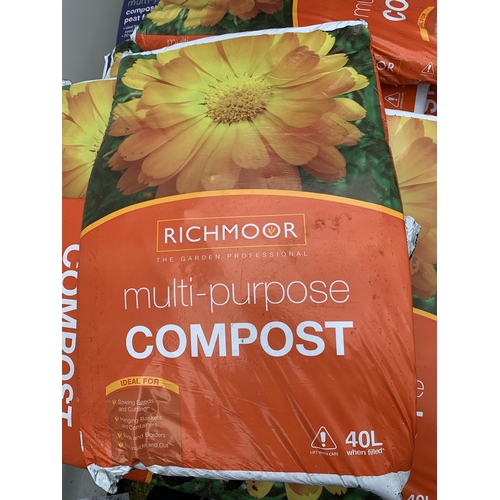 100 - FIVE LARGE BAGS OF RICHMOOR MULTIPURPOSE COMPOST 40 LITRES NO VAT TO BE SOLD FOR THE FIVE