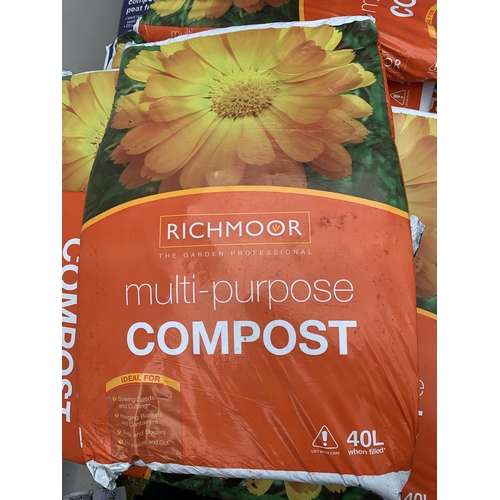 64 - FIVE LARGE BAGS OF RICHMOOR MULTIPURPOSE COMPOST 40 LITRES NO VAT TO BE SOLD FOR THE FIVE