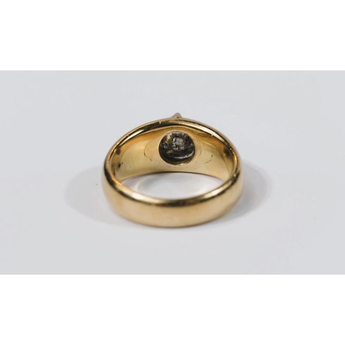 610 - A HEAVY HALLMARKED 18 CARAT GOLD DRESS RING SET WITH A SINGLE DIAMOND, BELIEVED 2.25 CARAT PLUS (DIA... 