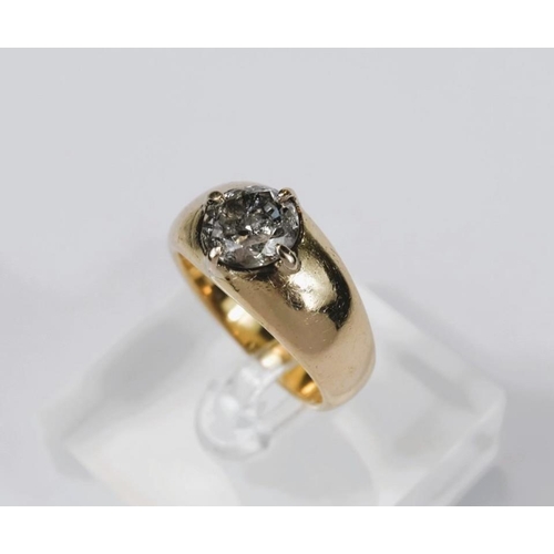 610 - A HEAVY HALLMARKED 18 CARAT GOLD DRESS RING SET WITH A SINGLE DIAMOND, BELIEVED 2.25 CARAT PLUS (DIA... 