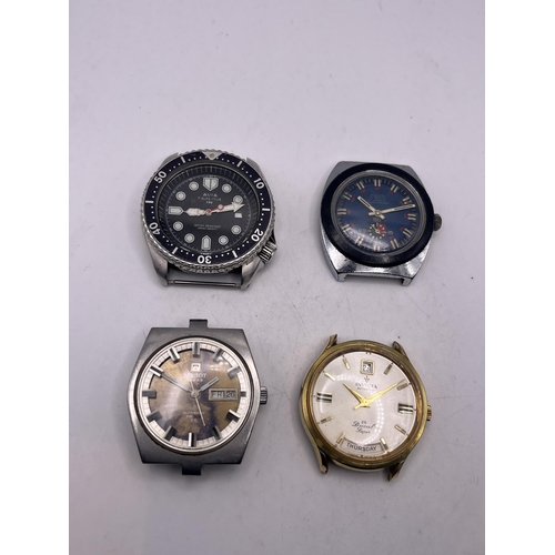 612 - FOUR RARE VINTAGE DIVER'S WATCHES INCLUDING AVIA POLAR, TISSOT, INVICTA - WORKING AT TIME OF CATALOG... 