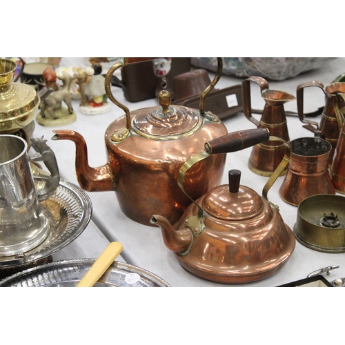 121 - TWO VINTAGE COPPER KETTLES