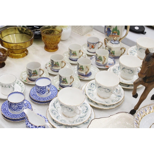 127 - A JAPANESE COFFEE SET TO INCLUDE A COFFEE POT, SUGAR BOWL, CUPS AND SAUCERS, PLUS COPELAND COFFEE CA... 