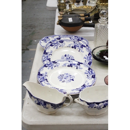 129 - A QUANTITY OF JOHN MADDOCK AND SONS POTTERY TO INCLUDE DINNER PLATES, A SERVING PLATE, SAUCE BOAT AN... 