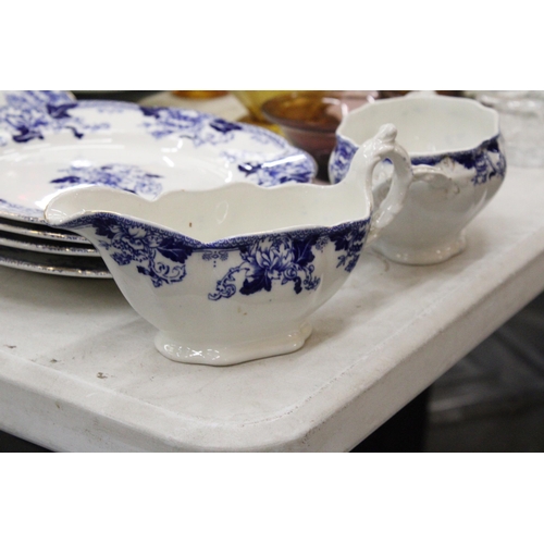 129 - A QUANTITY OF JOHN MADDOCK AND SONS POTTERY TO INCLUDE DINNER PLATES, A SERVING PLATE, SAUCE BOAT AN... 