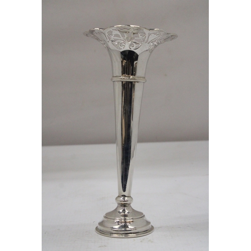 13 - A HALLMARKED BIRMINGHAM SILVER FLUTED FLOWER VASE WITH WEIGHTED BASE - GROSS WEIGHT 367.98