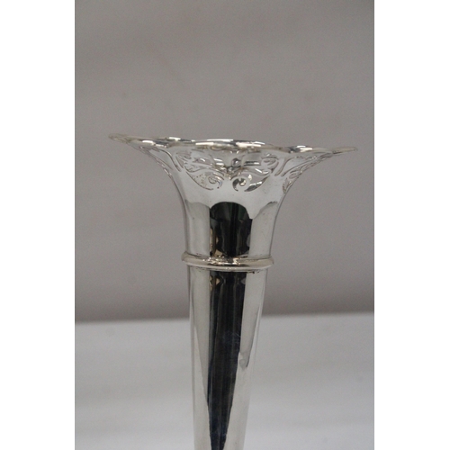 13 - A HALLMARKED BIRMINGHAM SILVER FLUTED FLOWER VASE WITH WEIGHTED BASE - GROSS WEIGHT 367.98