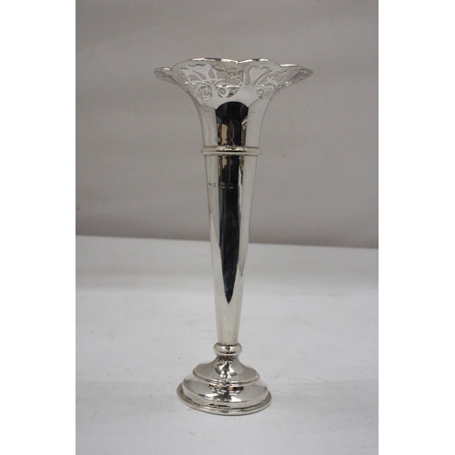 13 - A HALLMARKED BIRMINGHAM SILVER FLUTED FLOWER VASE WITH WEIGHTED BASE - GROSS WEIGHT 367.98