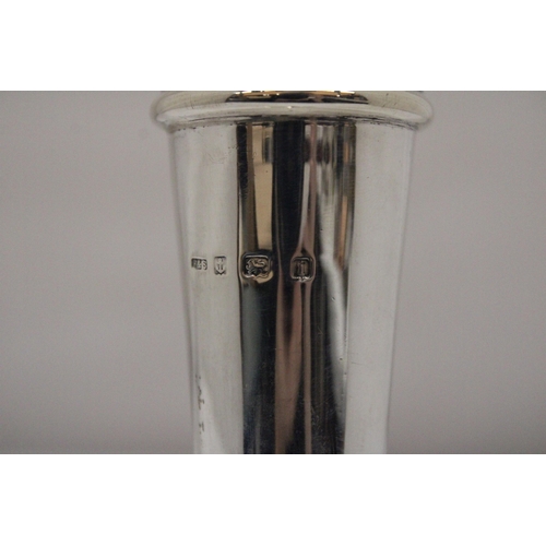 13 - A HALLMARKED BIRMINGHAM SILVER FLUTED FLOWER VASE WITH WEIGHTED BASE - GROSS WEIGHT 367.98