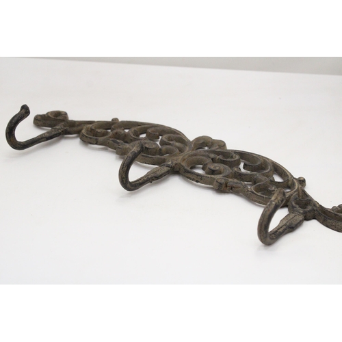 138 - A VICTORIAN CAST IRON, RUSTIC WALL COAT HOOK