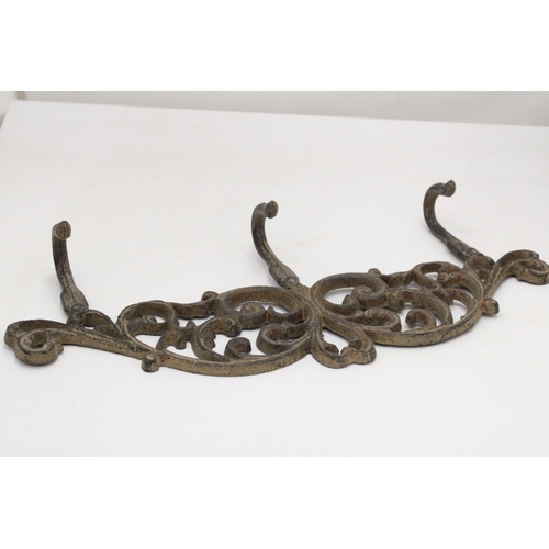 138 - A VICTORIAN CAST IRON, RUSTIC WALL COAT HOOK