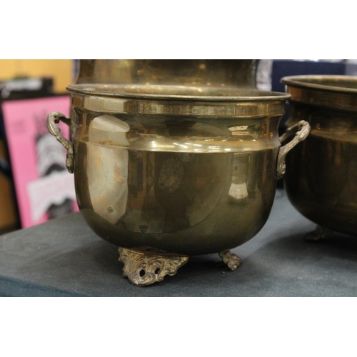 163 - THREE BRASS PLANTERS