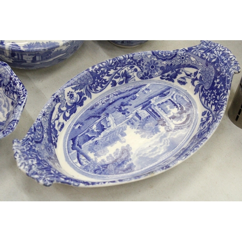 184 - FOUR PIECES OF ITALIAN COPELAND SPODE TO INCLUDE A TEAPOT, MILK AND SUGAR BOWL AND SERVING DISH