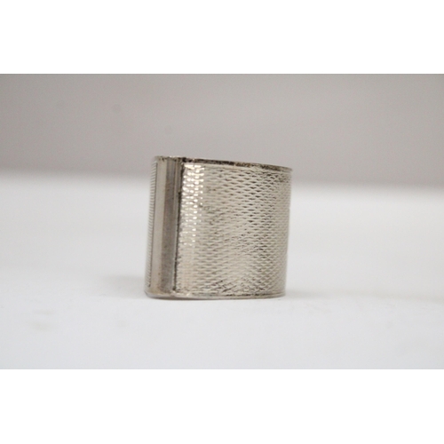 5 - A HALLMARKED BIRMINGHAM SILVER SEMI CIRCULAR NAPKIN RING GROSS WEIGHT 30.6 GRAMS (ENGRAVED)